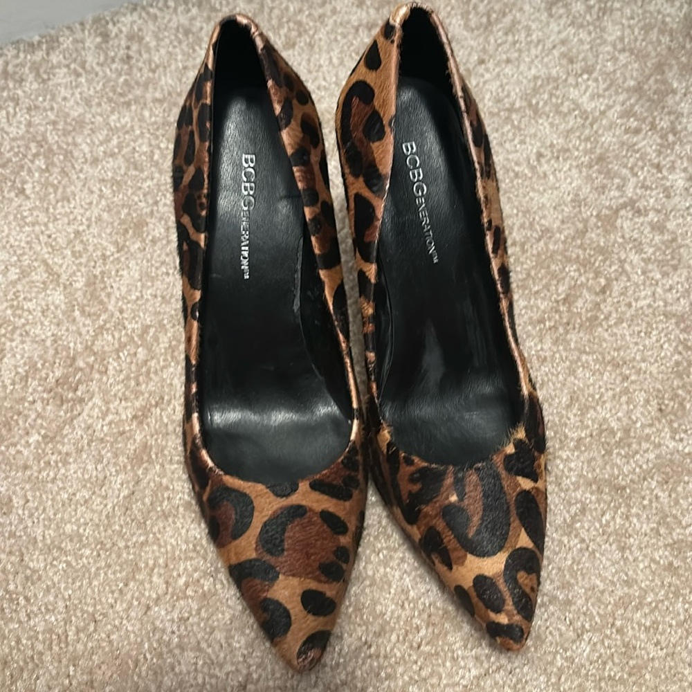BCBG cheetah print high heels